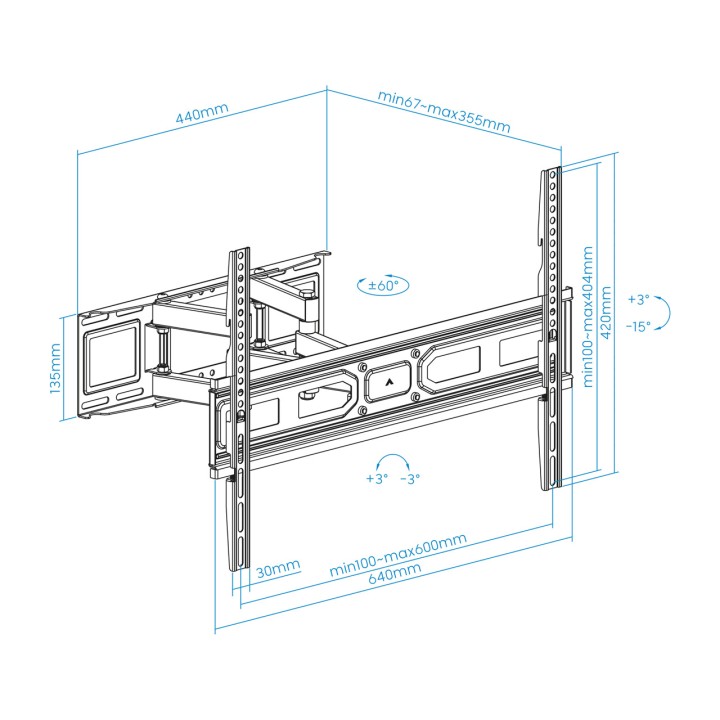 TOOQ Supporto da parete articolato per televisore LP7866TN