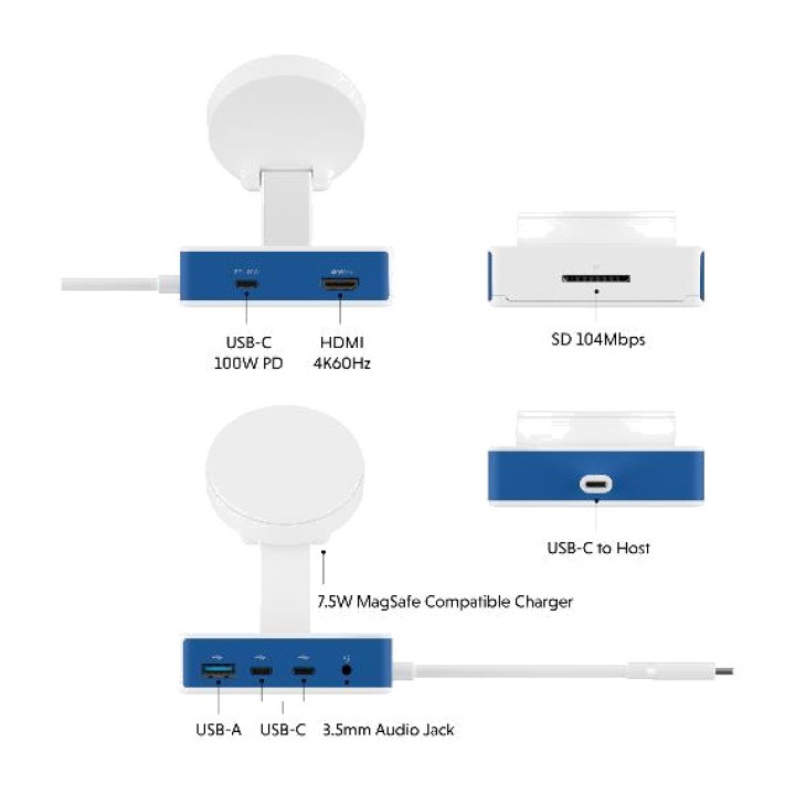 TARGUS Hub USB-C 7-en-1 avec chargeur sans fil MagSafe