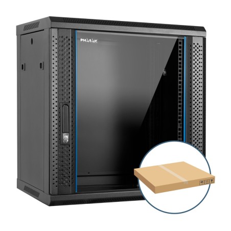 armoire rack murale en kit avec 2 ventilateurs 19" 12u 600x450mm pro pho-2112d