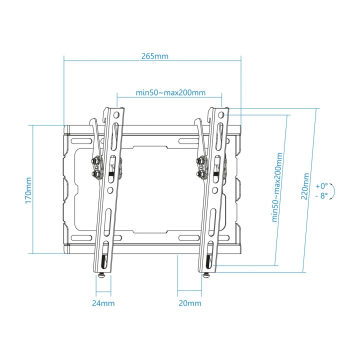 TOOQ Support mural inclinable pour téléviseur LP1044T 23-43"