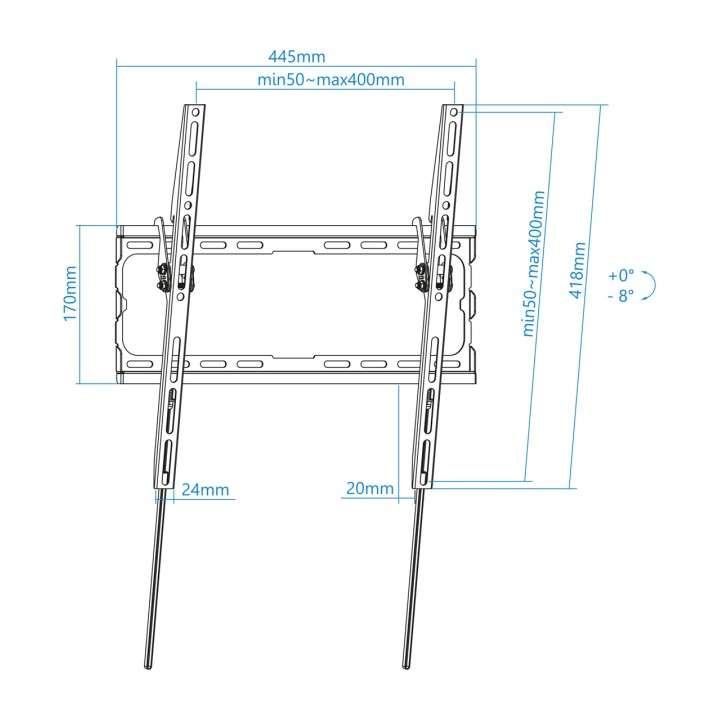 TOOQ Supporto da parete inclinabile per TV LP1071T 32-70"