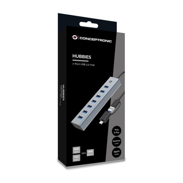 CONCEPTRONIC 7-port USB-C hub HUBBIES21G 7XUSB-A 5GBPS