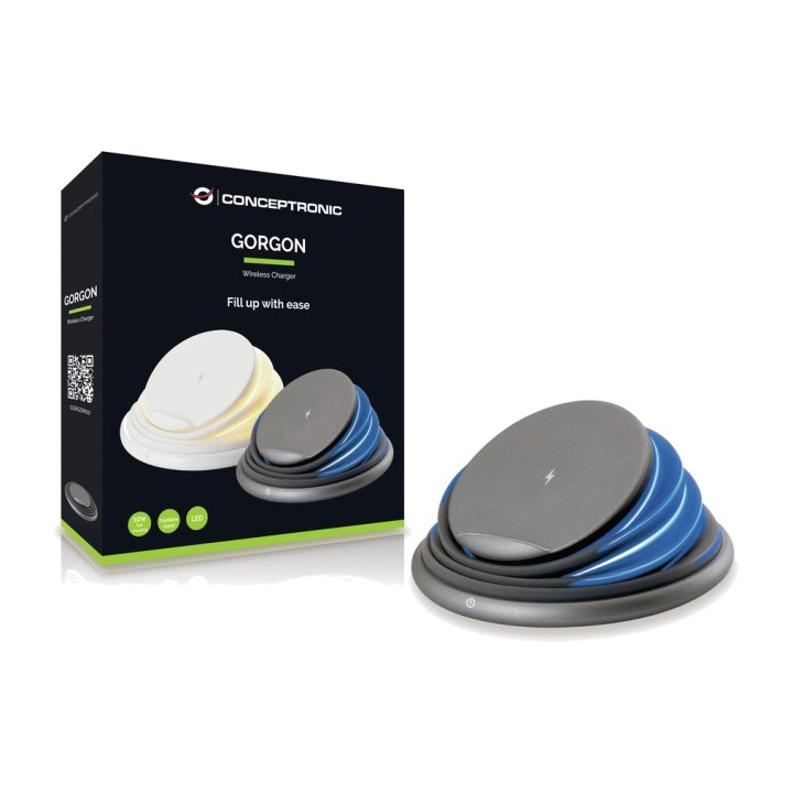 CONCEPTRONIC Cargador inalámbrico Qi de sobremesa para móvil GORGON02 10W DSP0000030367VAR