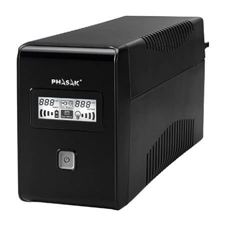 interaktive usv mit avr-regler, lcd-display und 2 schuko-steckdosen ph-9485 850va