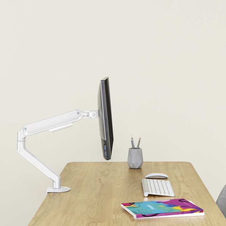 TOOQ Monitor mount with spring arm and desk attachment