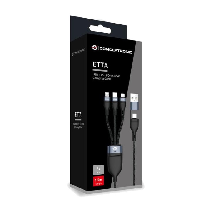 CONCEPTRONIC 3-in-1 charging and data cable with connectors