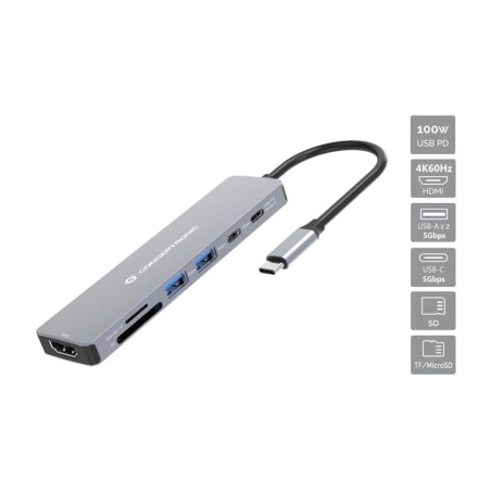 usb-c multiportadapter 7 i 1 med hdmi donn28g 4k 60 hz pd 100 w sd/microsd