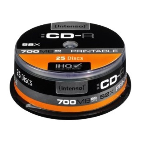 cd-r vírgenes imprimibles en tarrina 700mb 52x 25 uds