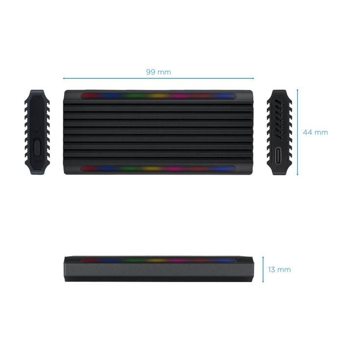 TOOQ Caixa externa USB-C RGB per a SSD SHINOBI-TQE-2222B M.2