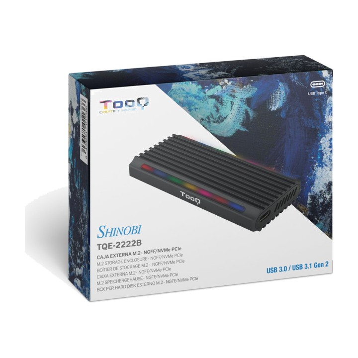 TOOQ USB-C RGB external enclosure for SSD SHINOBI-TQE-2222B