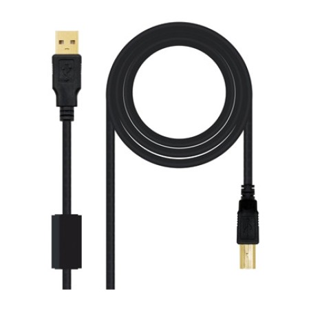 cable usb para impresora con conectores dorados y ferritas 2.0-a-b 3 m
