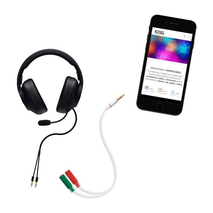 NANOCABLE Audiodelerkabel til headset med mikrofon, fra han