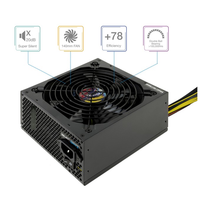 TOOQ ATX-strømforsyning med aktiv PFC TQAPOLO-600SP 600W