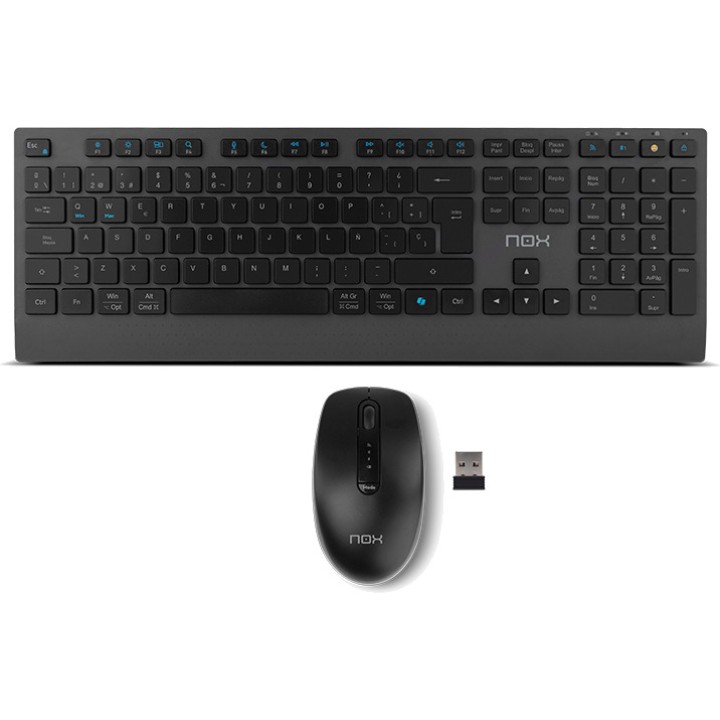 NOX Kit tastiera e mouse wireless ricaricabili LITE-DUO