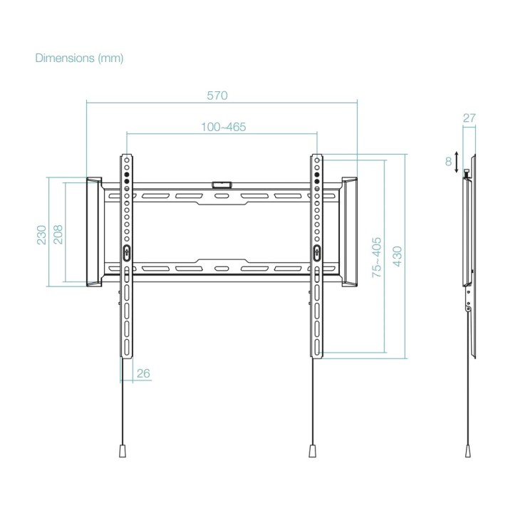 TOOQ Feste TV-Wandhalterung LP1073F-B 32-70" VESA-400X400