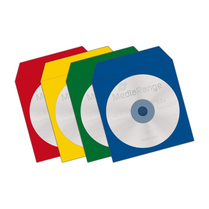 MEDIARANGE Colored paper sleeves with window for CD and DVD