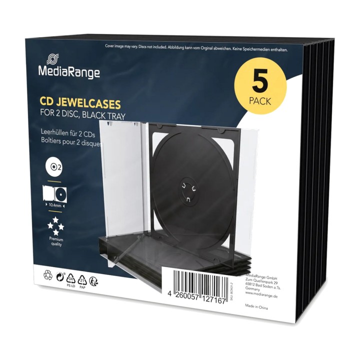 MEDIARANGE Pack de cinco cajas dobles para CD y DVD BOX31-2