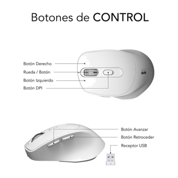 SUBBLIM Souris ergonomique sans fil rechargeable à double