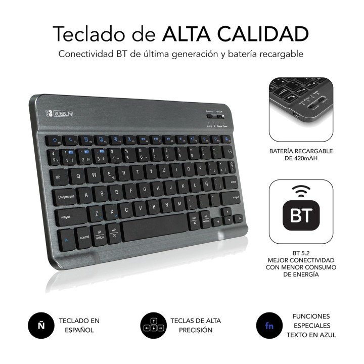 SUBBLIM Hülle mit abnehmbarer Bluetooth-Tastatur für