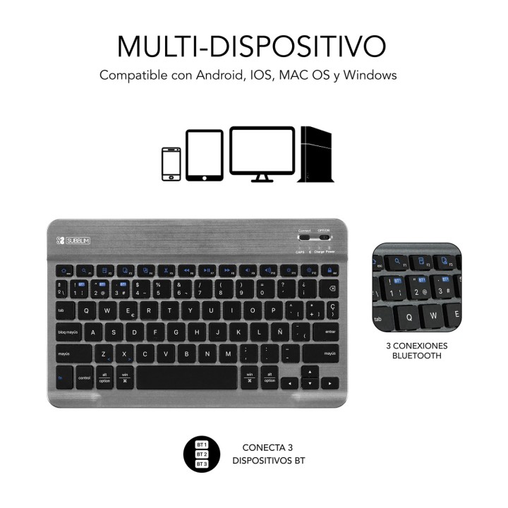 SUBBLIM Étui avec clavier Bluetooth amovible pour tablette