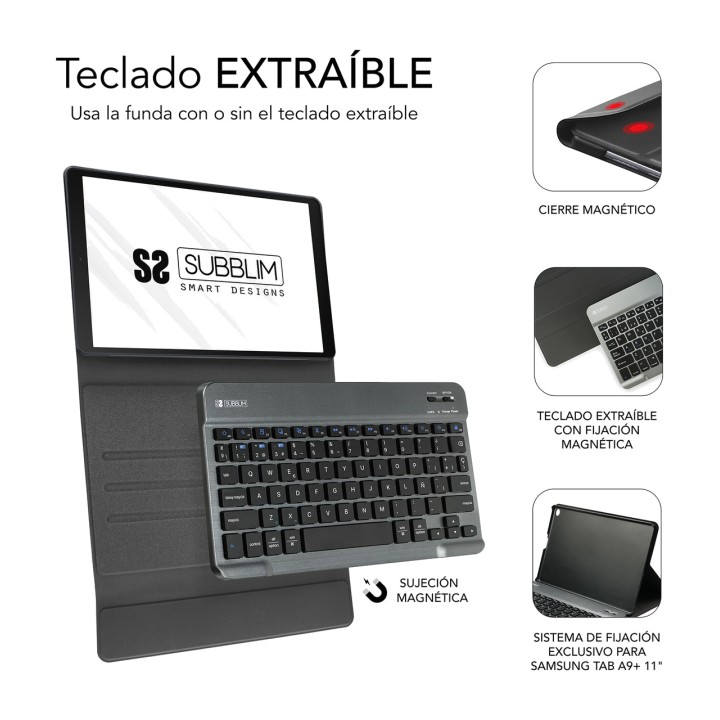 SUBBLIM Hülle mit abnehmbarer Bluetooth-Tastatur für