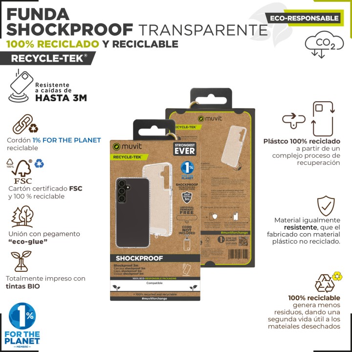 MUVIT Recycelte stoßfeste Handyhülle SHOCKPROOF-3M GALAXY
