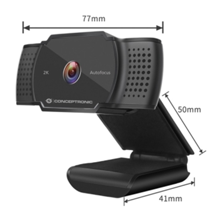 CONCEPTRONIC Webcam mit Autofokus und Mikrofon AMDIS02B 2K