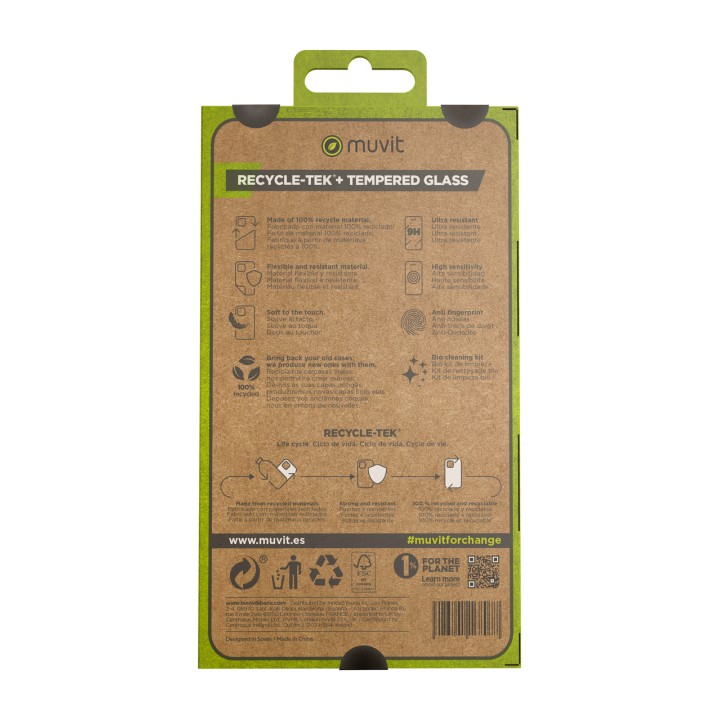 MUVIT Funda reciclada para móvil con protector de pantalla