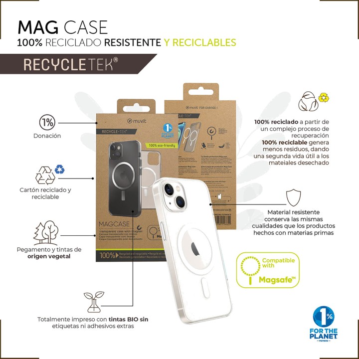 MUVIT Recycled magnetic phone case RECYCLETEK-MAGSAFE IPHONE