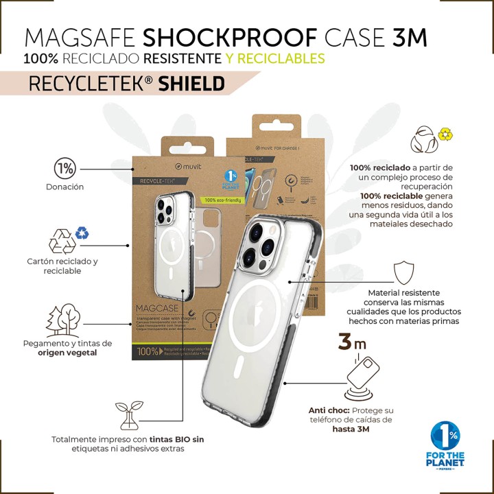 MUVIT Recycled magnetic shockproof phone case SHOCKPROOF-3M