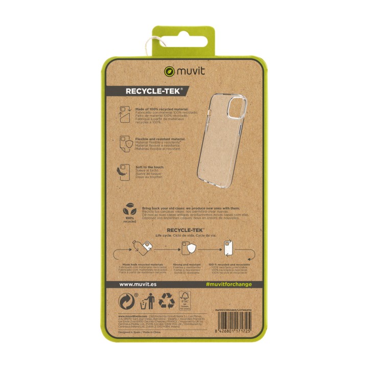 MUVIT Funda reciclada para móvil RECYCLETEK-IPHONE 15 PRO