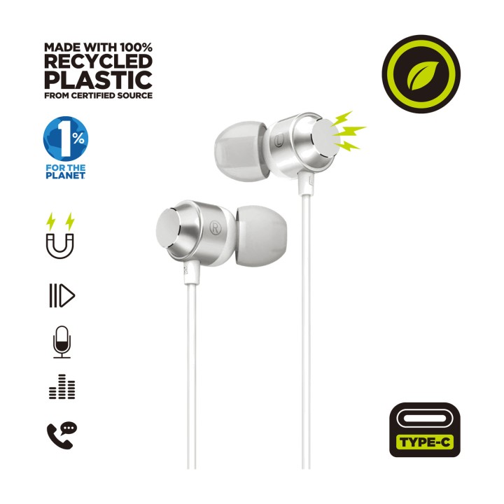 MUVIT Căști intraauriculare magnetice USB-C din plastic