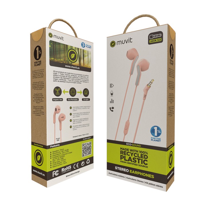 MUVIT Auriculars intraurals ergonòmics de plàstic reciclat