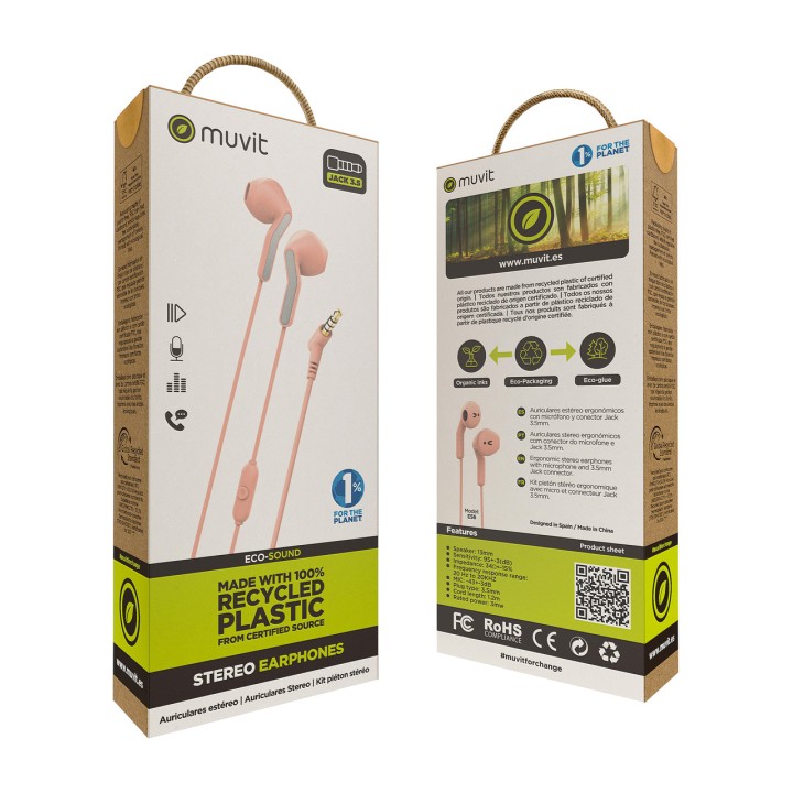 MUVIT Auriculars intraurals ergonòmics de plàstic reciclat