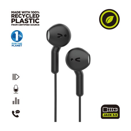 écouteurs intra-auriculaires ergonomiques en plastique recyclé avec microphone e56 3,5 mm