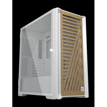 gaming-computerkabinet med frontpanel i træ, støvfiltre og usb-c artisan-noble-atx