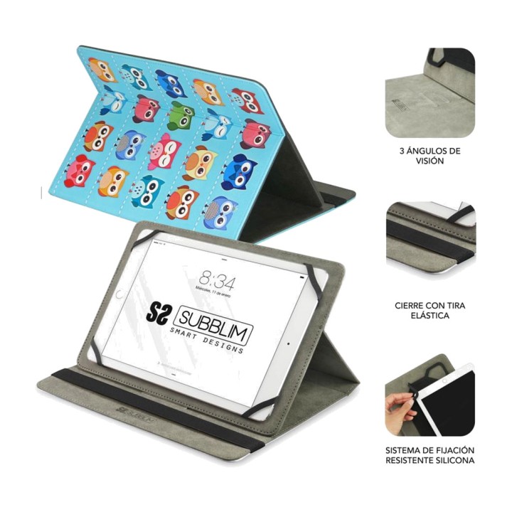 SUBBLIM Custodia con stampa di gufi per tablet universale da