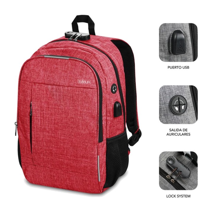SUBBLIM Mochila antirroubo com fechadura de combinação para