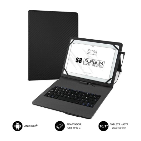 funda con teclado de cable integrado para tablet de 9,6 a 11 pulgadas keytab-usb