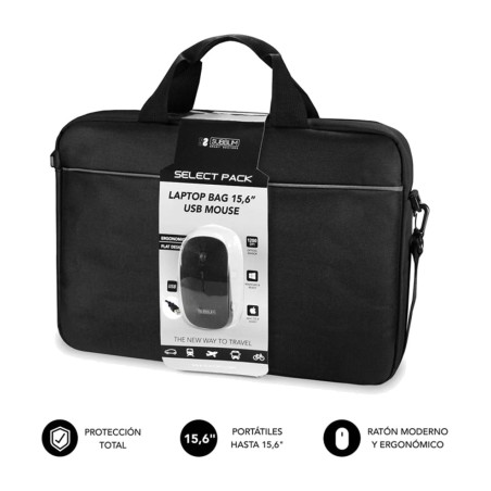 maletín para portátil de 15,6 pulgadas y ratón usb de cable select-pack