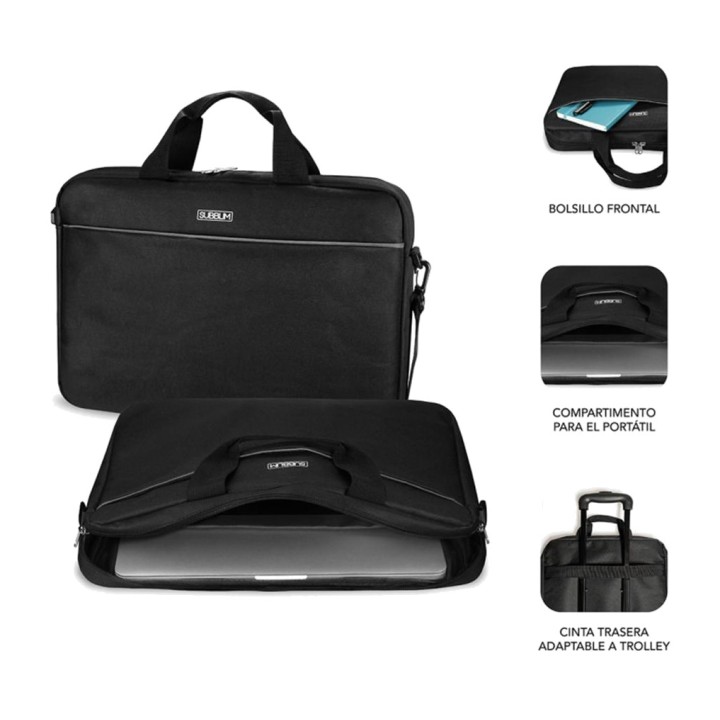 SUBBLIM 15.6-inch laptop briefcase and wired USB mouse