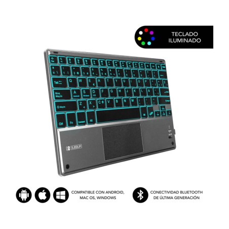 backlit bluetooth keyboard with touchpad for tablet and mobile phone smart-backlit