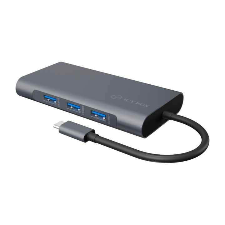 ICY BOX Estación de acoplamiento USB-C de 8 puertos con VGA y red Gigabit IB-DK4040-CPD 100W 3,5 MM 1557501