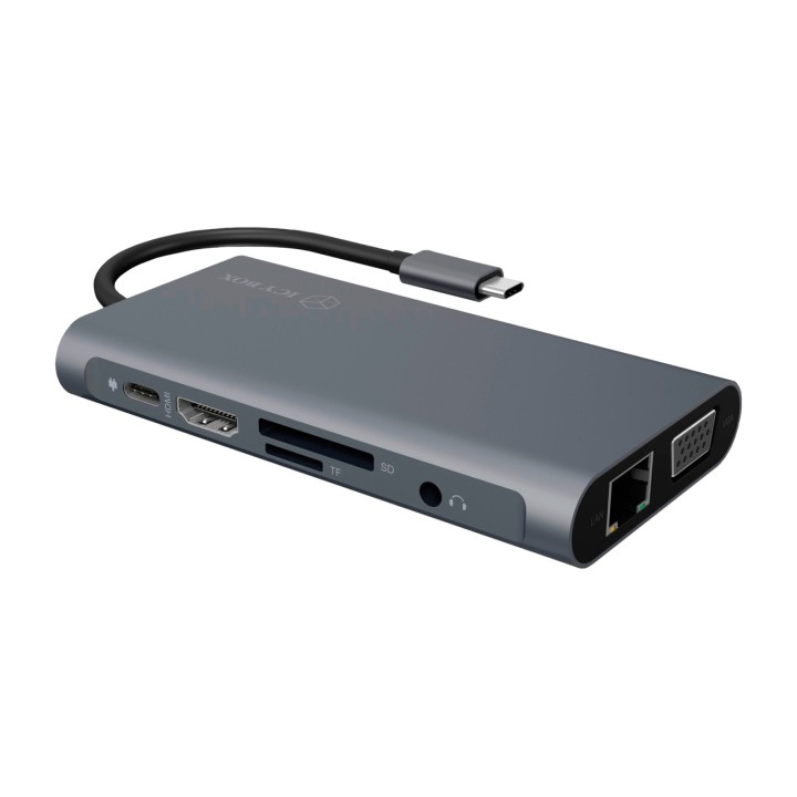 ICY BOX Station d’accueil USB-C à 8 ports avec VGA et réseau