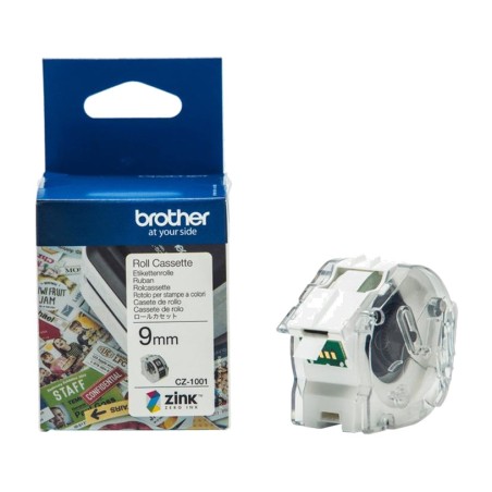 rollo adhesivo continuo para impresora de etiquetas a color cz-1001 9mm x 5m vc-500w