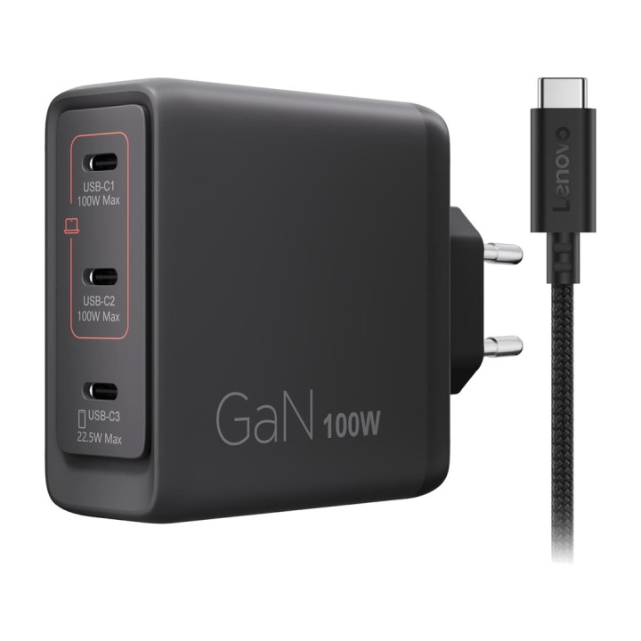 LENOVO GaN-Wandladegerät mit 3 USB-C-Anschlüssen für Laptops
