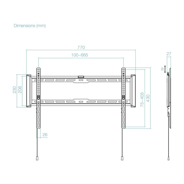 TOOQ Fixed TV wall mount LP1083F-B 37-80" VESA-600X400 75KG