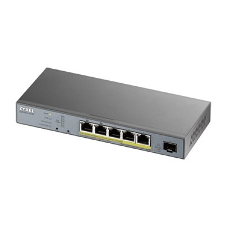 switch poe gigabit administrable à 6 ports pour vidéosurveillance gs1350-6hp 1x-sfp 60w