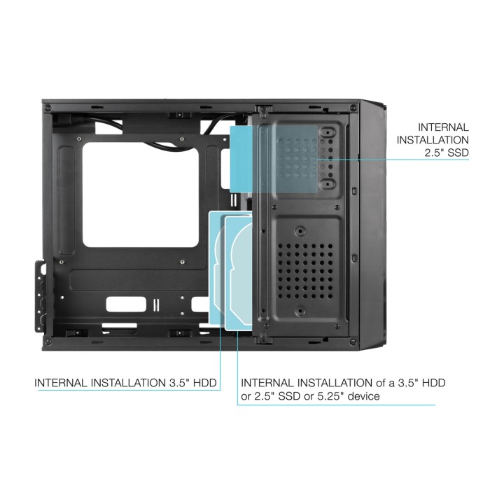 TOOQ Boîtier PC slim avec alimentation et lecteur de cartes