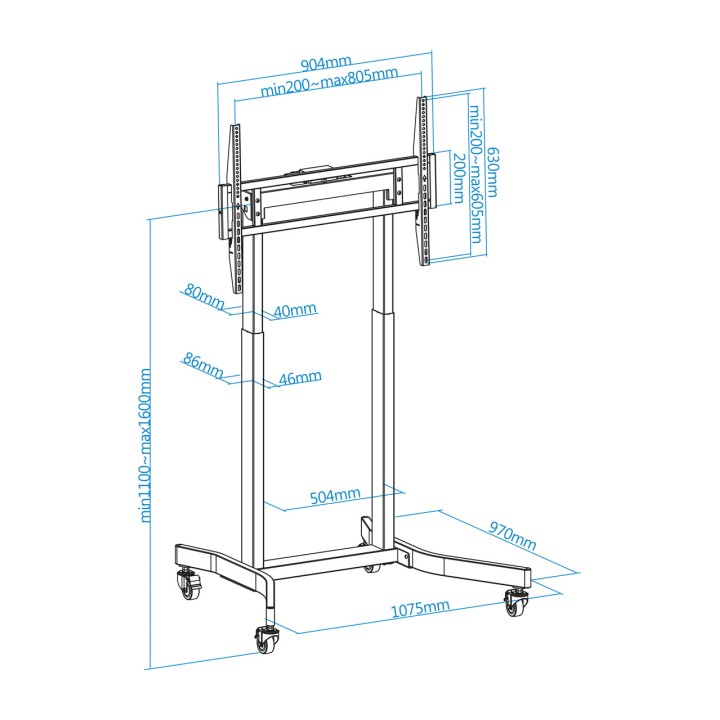 TOOQ Soporte de suelo con ruedas y elevación eléctrica para televisor LUX FSM02 55-100" DSP0000019033